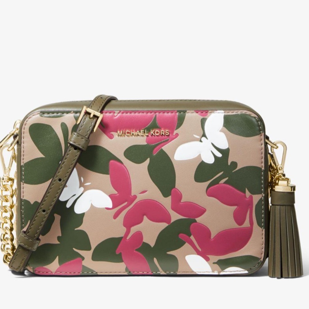 Michael Kors GinnyButterfly Camo Leather Crossbody